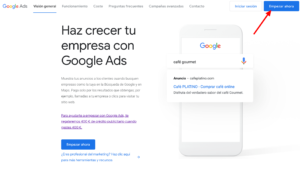 Crear cuenta Google Ads